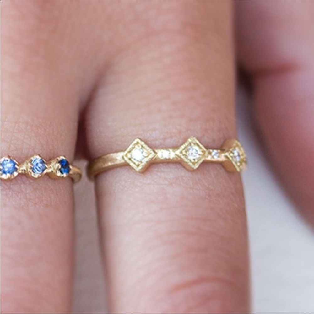 Gold Plated Triple Triangle CZ ring - Picture 2 of 3